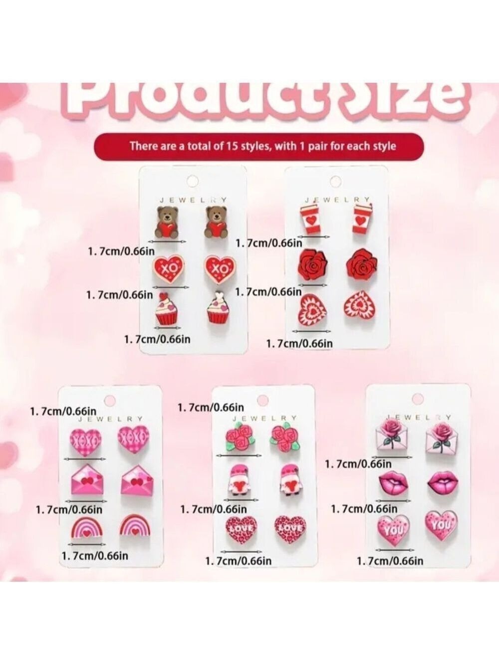 Kids Valentine's Day Earring Set - Pink and Red